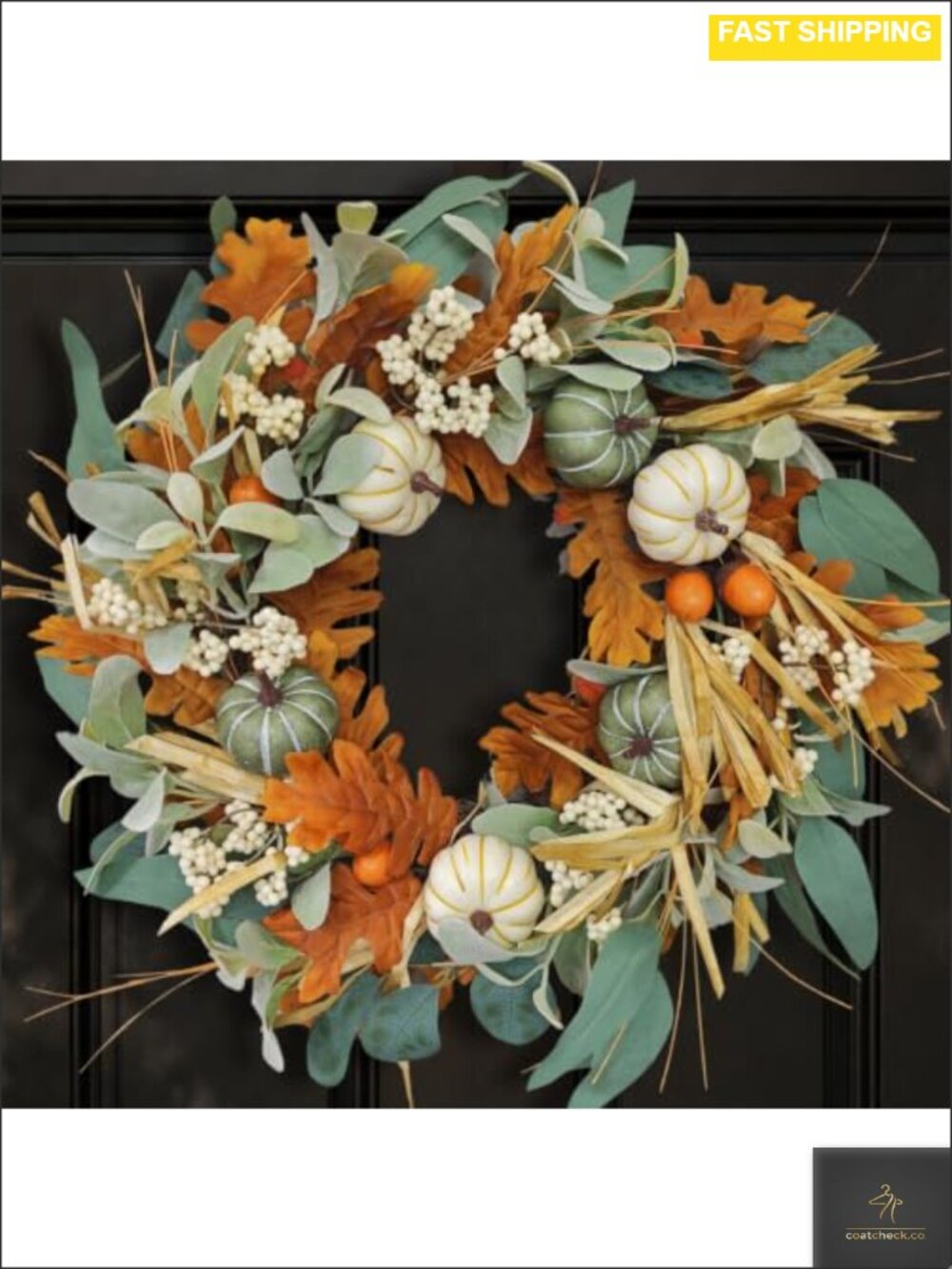 24 Inch Fall Wreath Pumpkin Front Door Farmhouse Harvest Decor